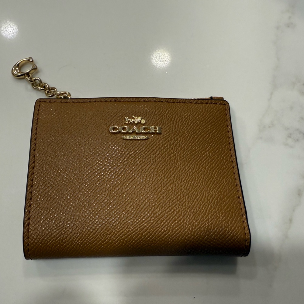Coach Tan Leather Wallet with Gold Accent